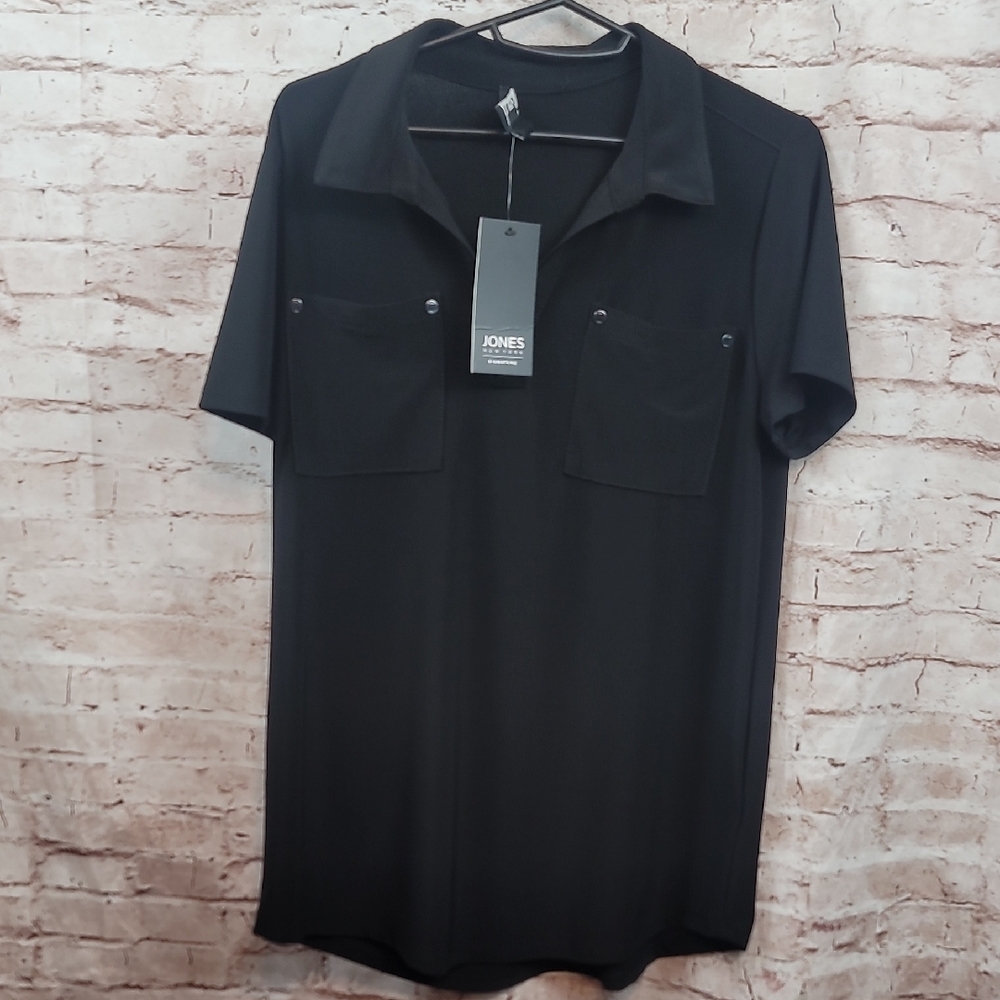 Jones new York black polo shirt medium new nwt
